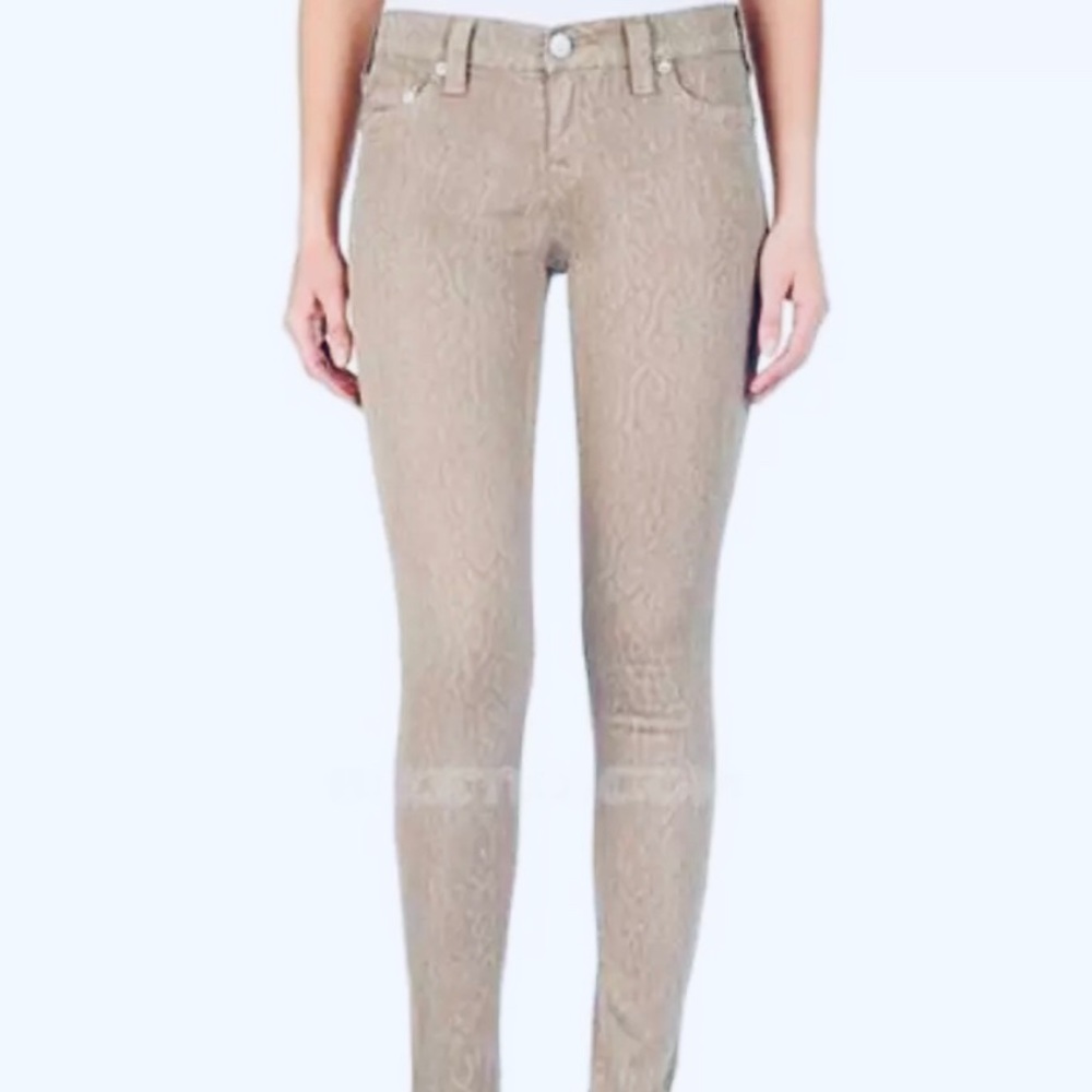 True Religion Halle Snake Print Khaki Skinny Jeans